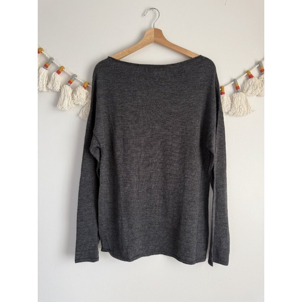 Sarah Pacini Merino Wool Alpaca Blend Gray Tunic Sweater Made In Italy One Size